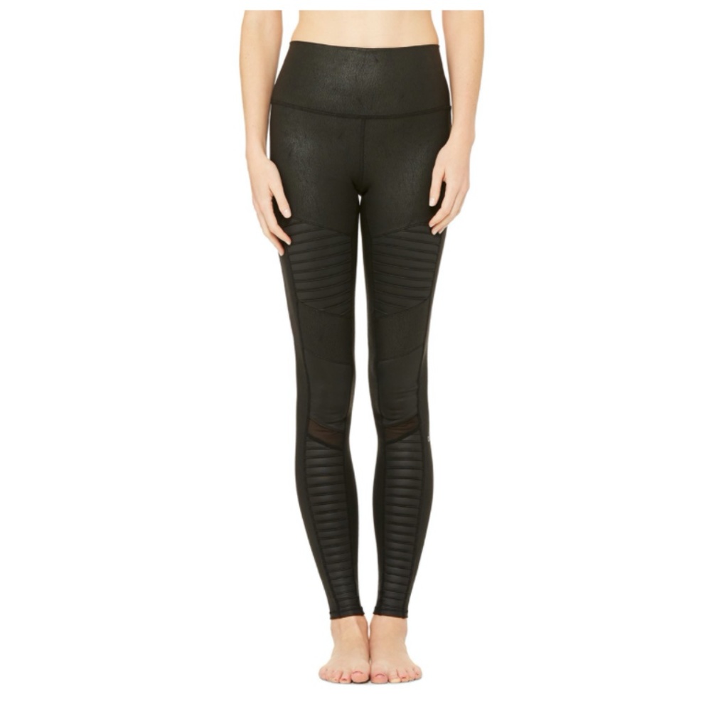 Alo Yoga: Black High-Waist Moto Legging